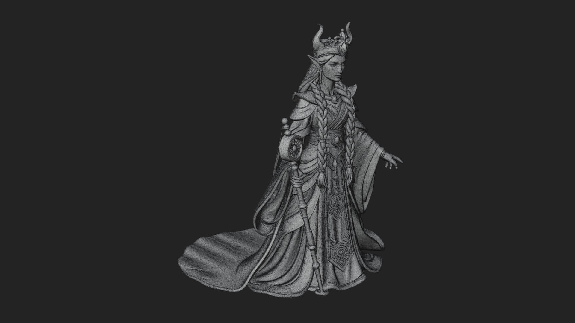 Elven Queen Statue Design 22 3D Print Model 3D Model