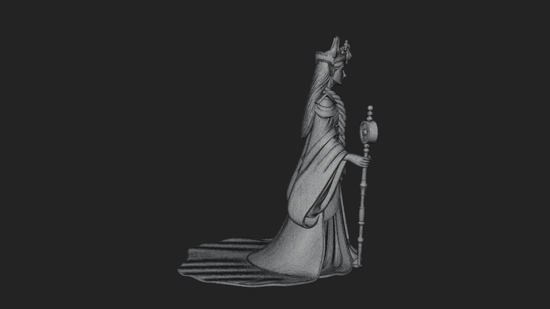 Elven Queen Statue Design 22 3D Print Model 3D Model