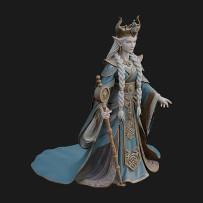 Elven Queen Statue Design 22 3D Print Model
