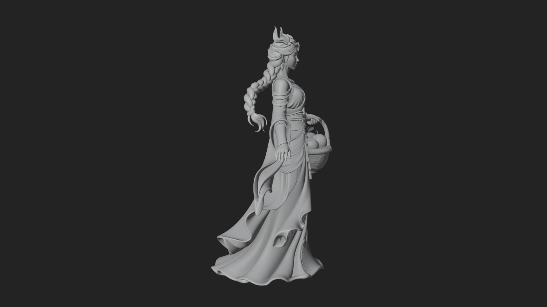 Elven Queen Statue Design 23 3D Print Model 3D Model