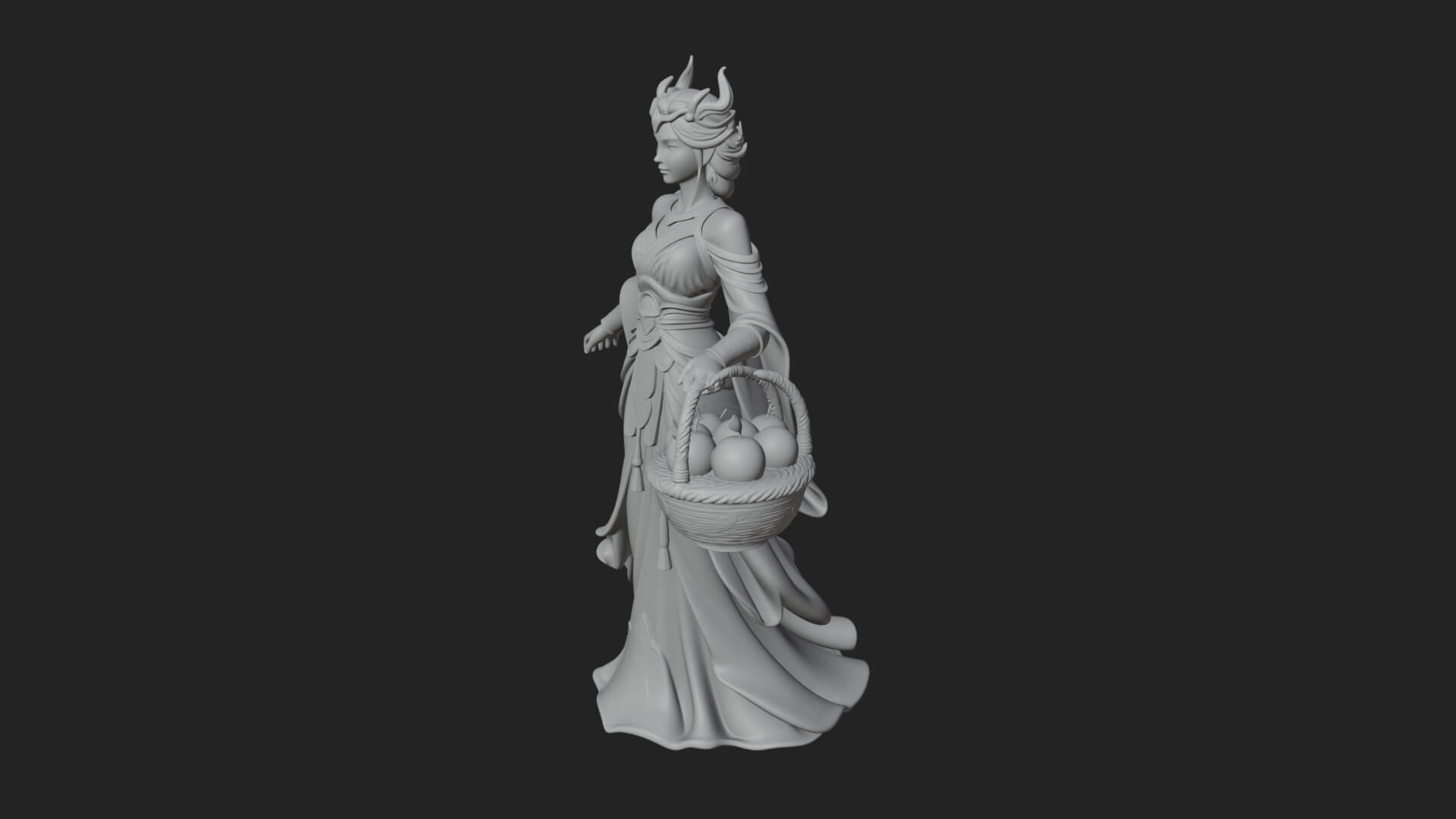 Elven Queen Statue Design 23 3D Print Model 3D Model