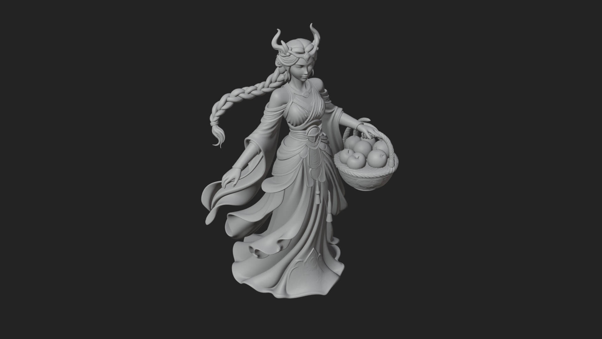 Elven Queen Statue Design 23 3D Print Model 3D Model