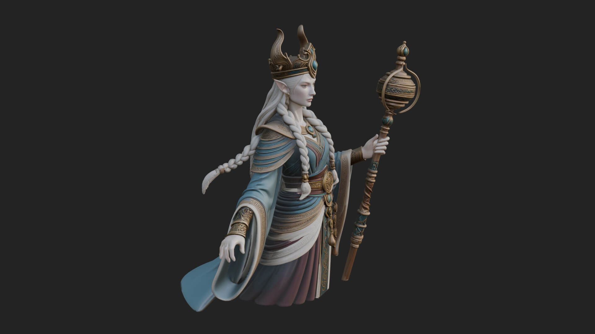 Elven Queen Statue Design 24 3D Print Model 3D Model