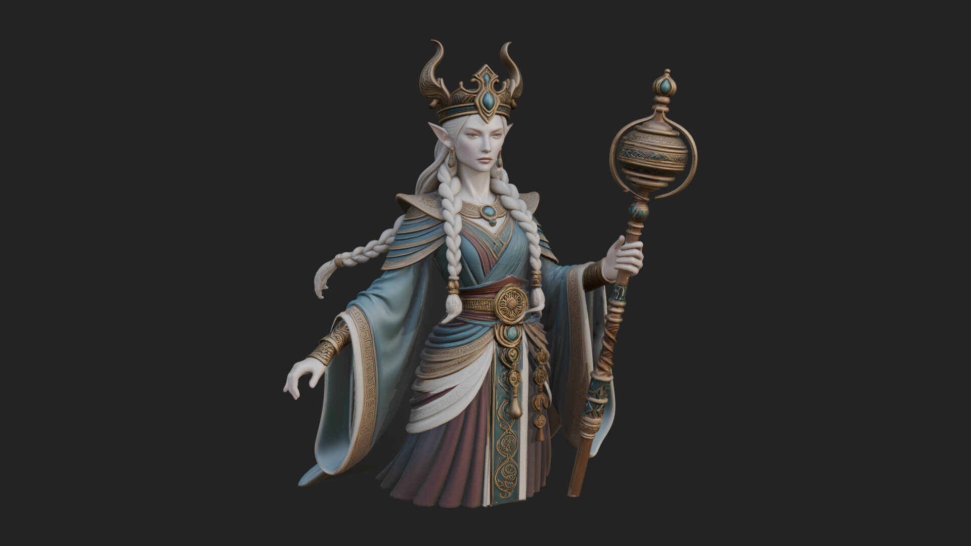 Elven Queen Statue Design 24 3D Print Model 3D Model
