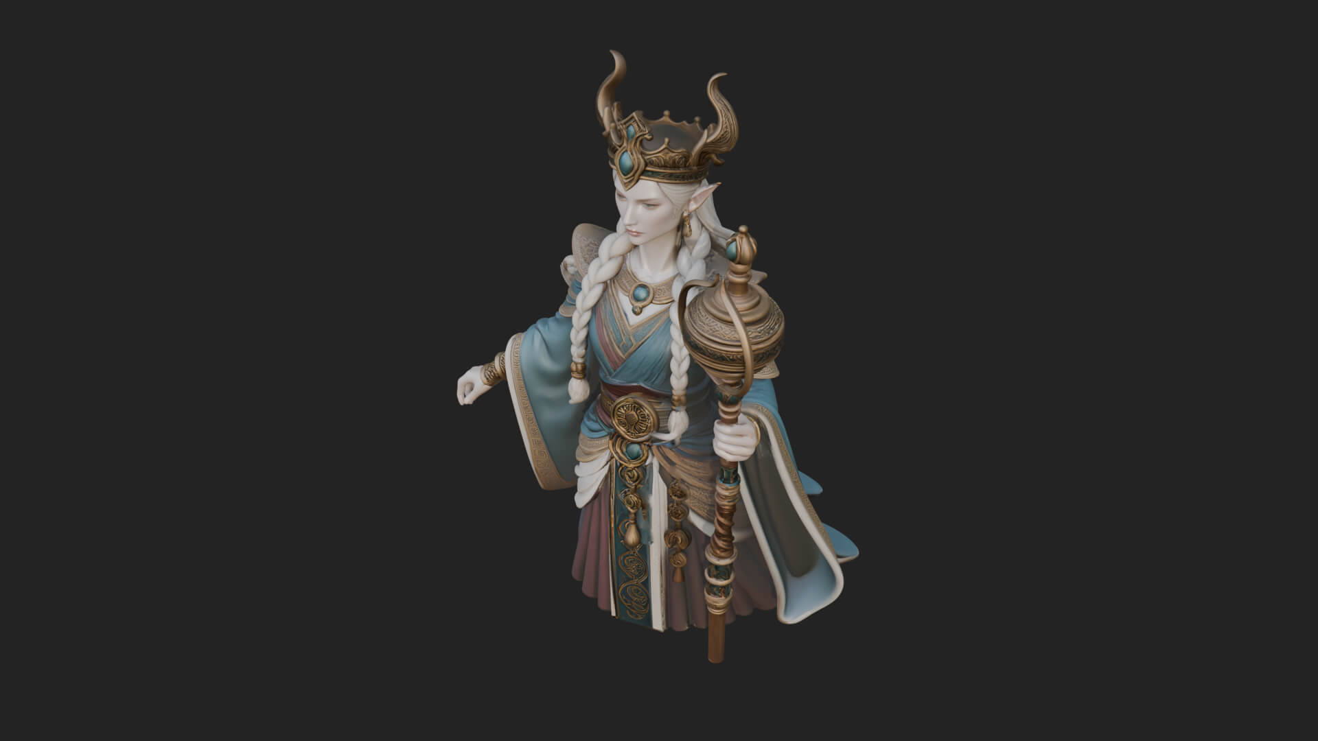 Elven Queen Statue Design 24 3D Print Model 3D Model