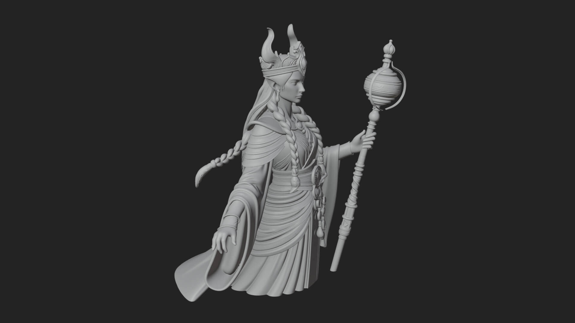 Elven Queen Statue Design 24 3D Print Model 3D Model