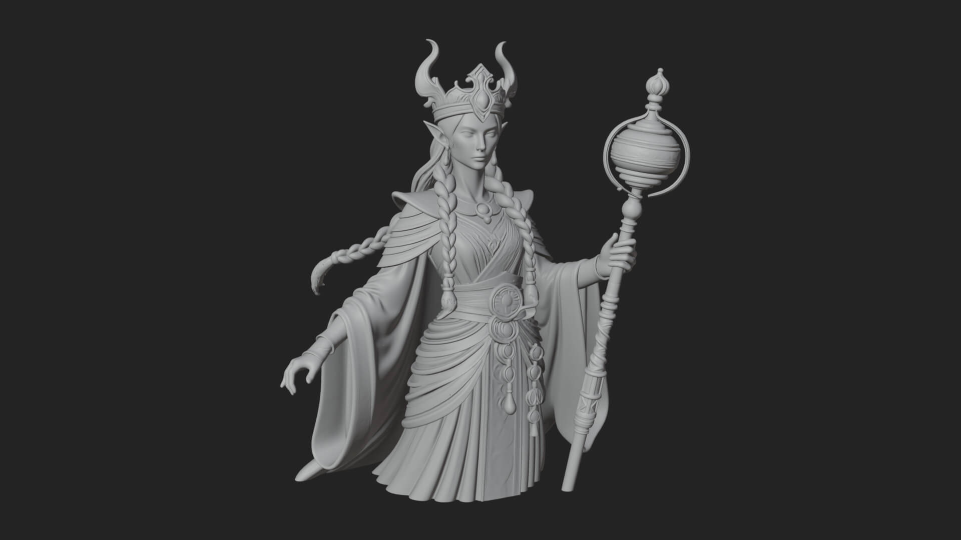 Elven Queen Statue Design 24 3D Print Model 3D Model