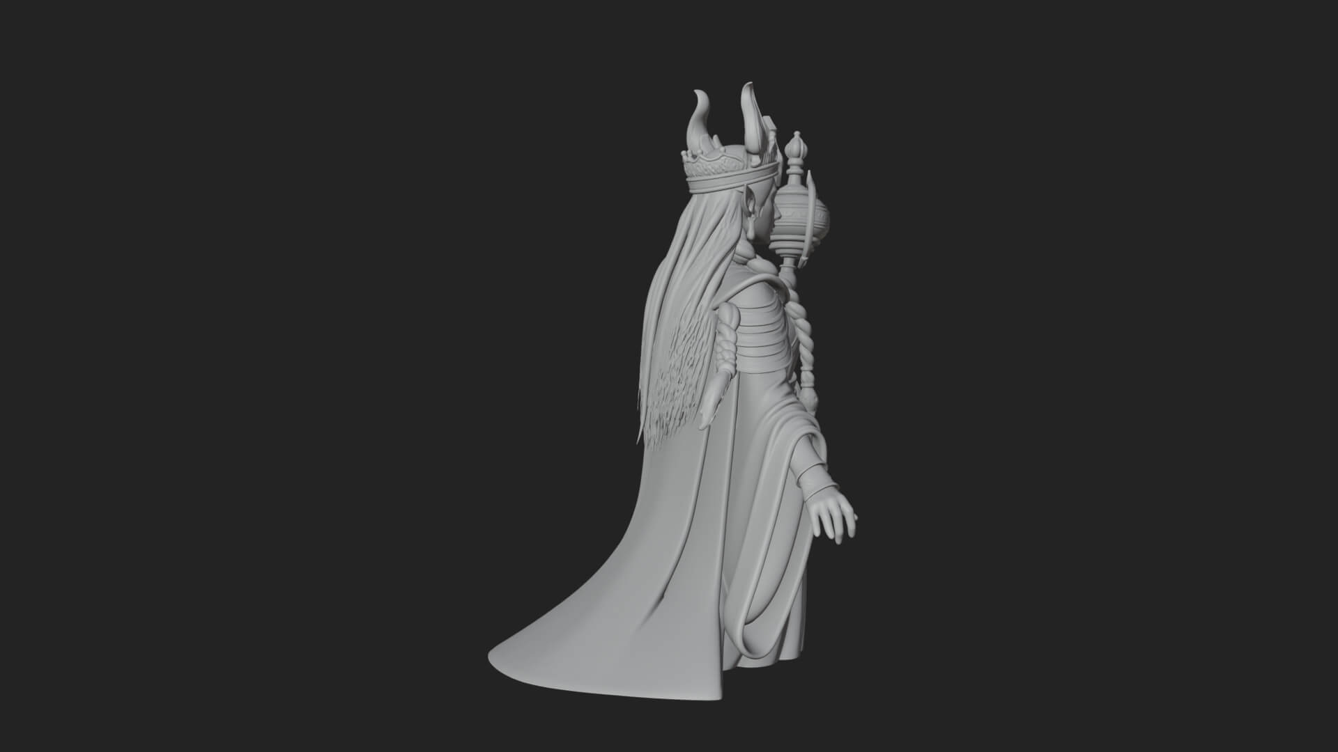 Elven Queen Statue Design 24 3D Print Model 3D Model