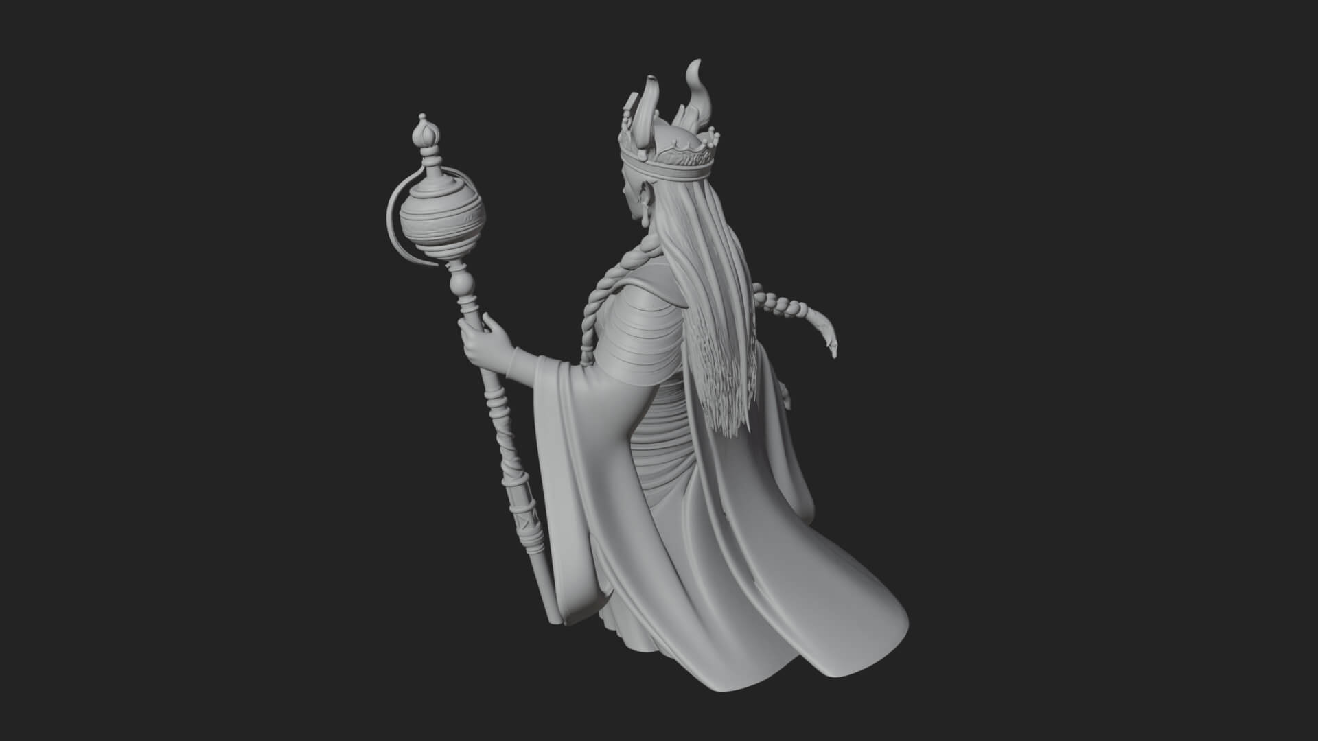 Elven Queen Statue Design 24 3D Print Model 3D Model