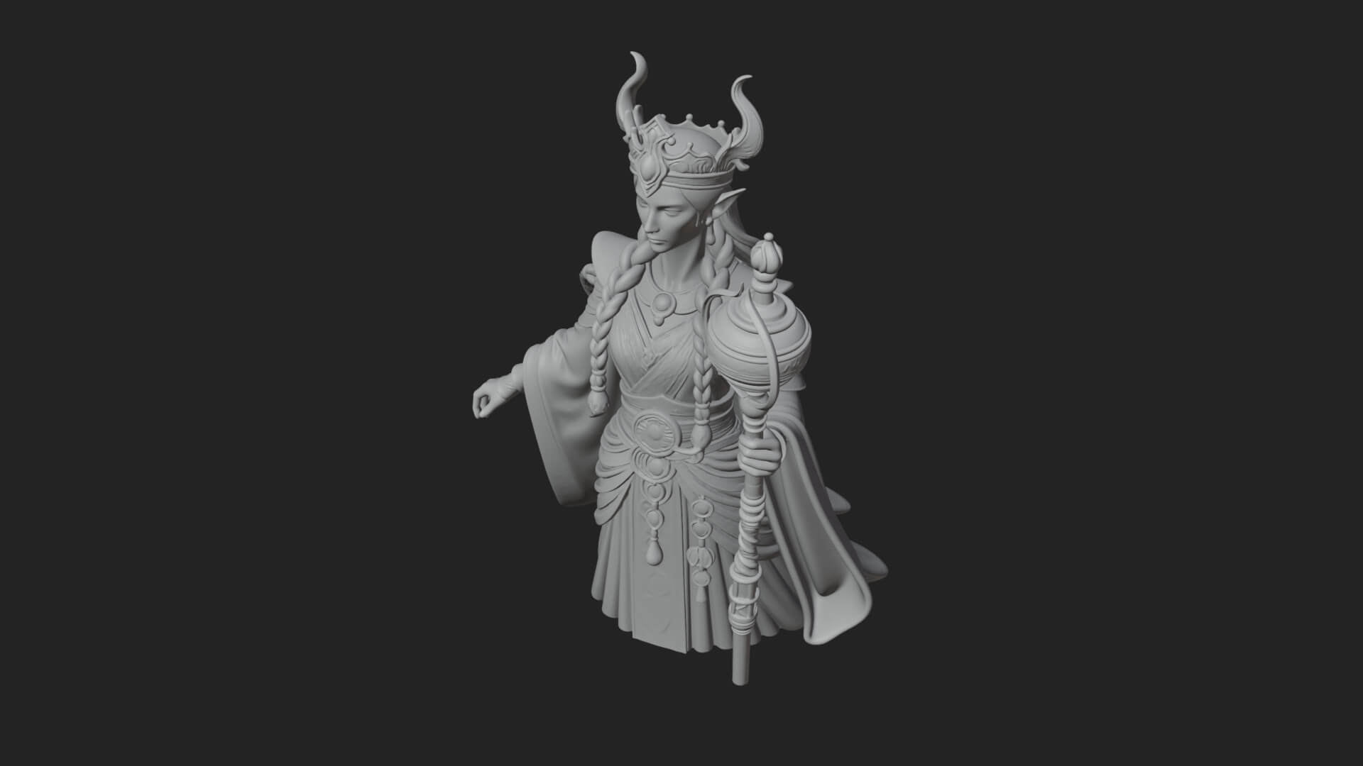 Elven Queen Statue Design 24 3D Print Model 3D Model
