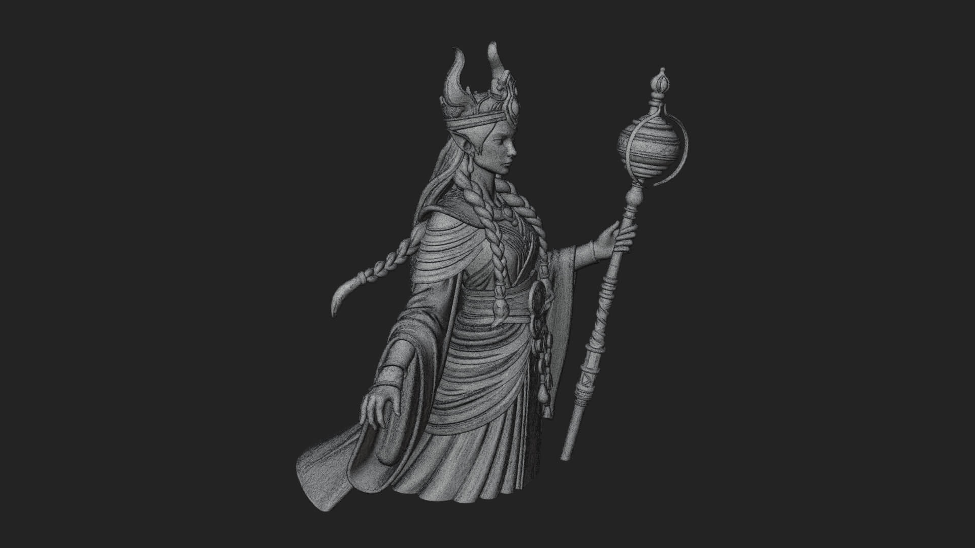 Elven Queen Statue Design 24 3D Print Model 3D Model