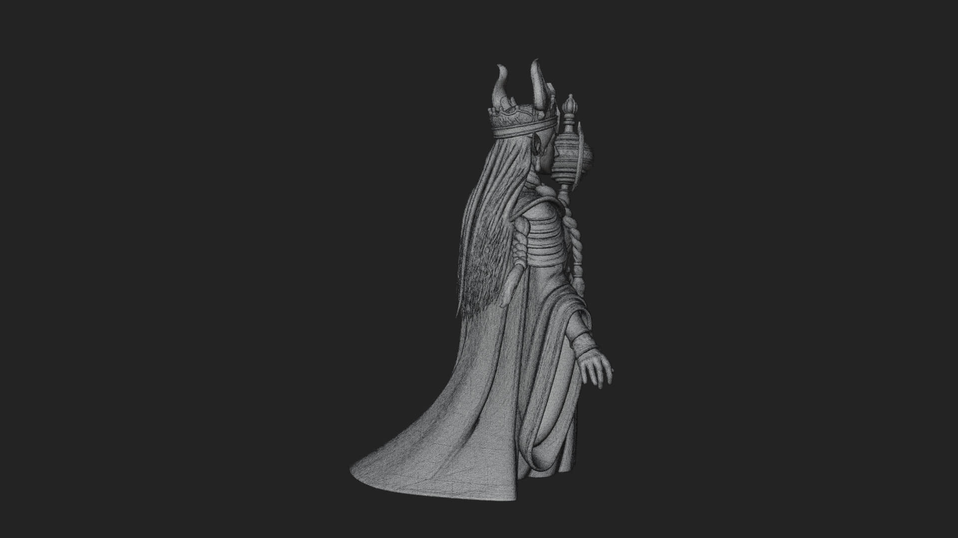 Elven Queen Statue Design 24 3D Print Model 3D Model