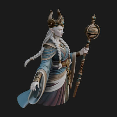 Elven Queen Statue Design 24 3D Print Model