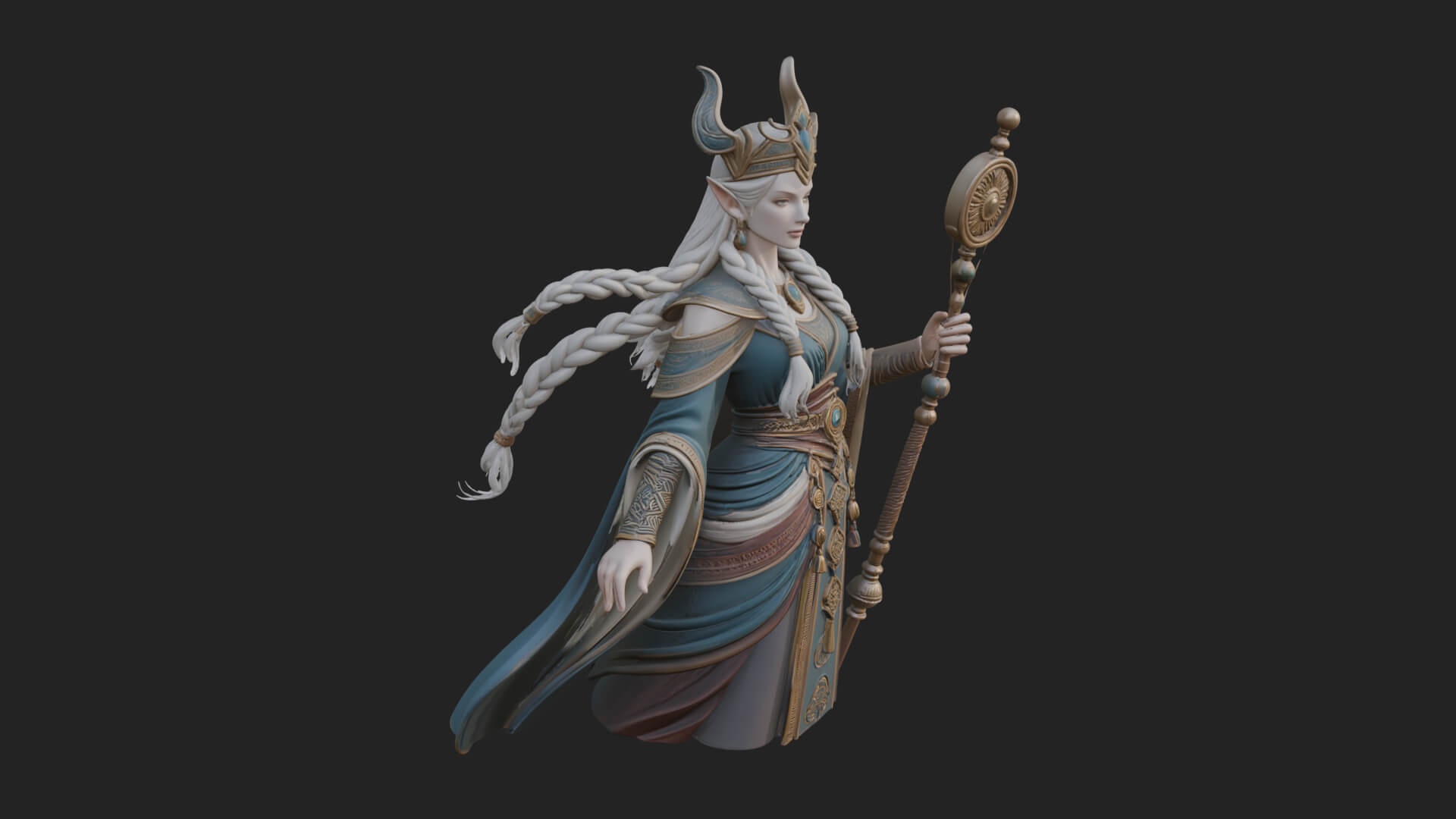 Elven Queen Statue Design 25 3D Print Model 3D Model