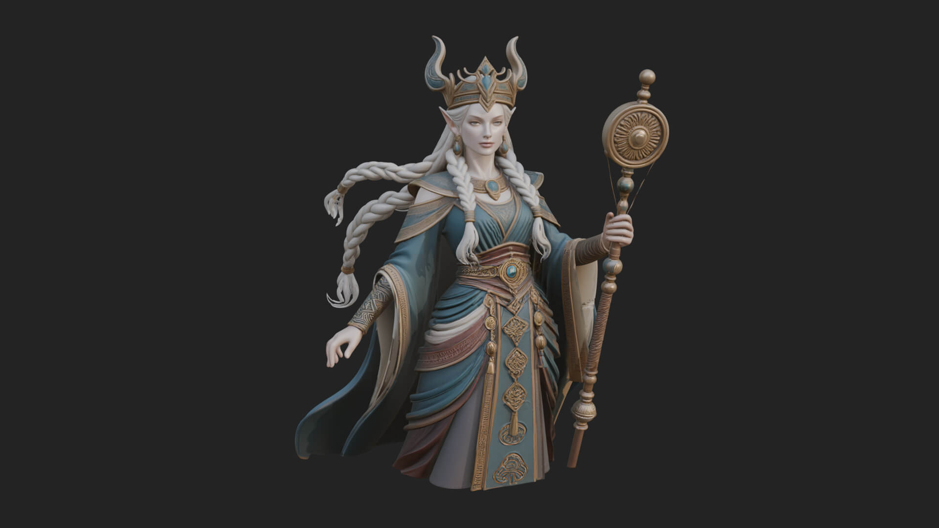 Elven Queen Statue Design 25 3D Print Model 3D Model