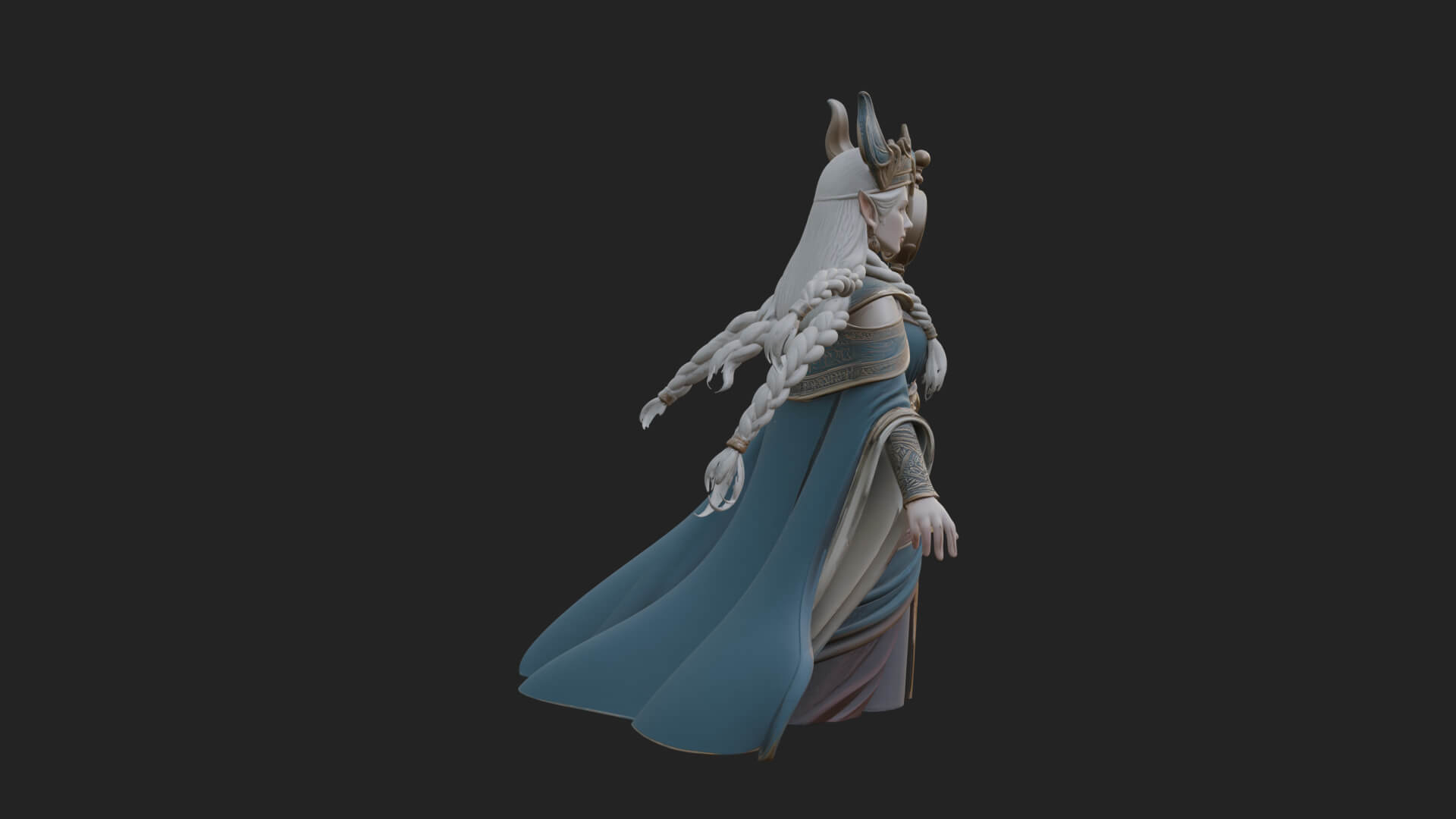 Elven Queen Statue Design 25 3D Print Model 3D Model