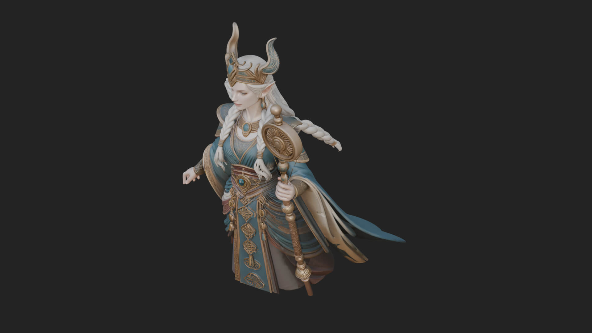 Elven Queen Statue Design 25 3D Print Model 3D Model