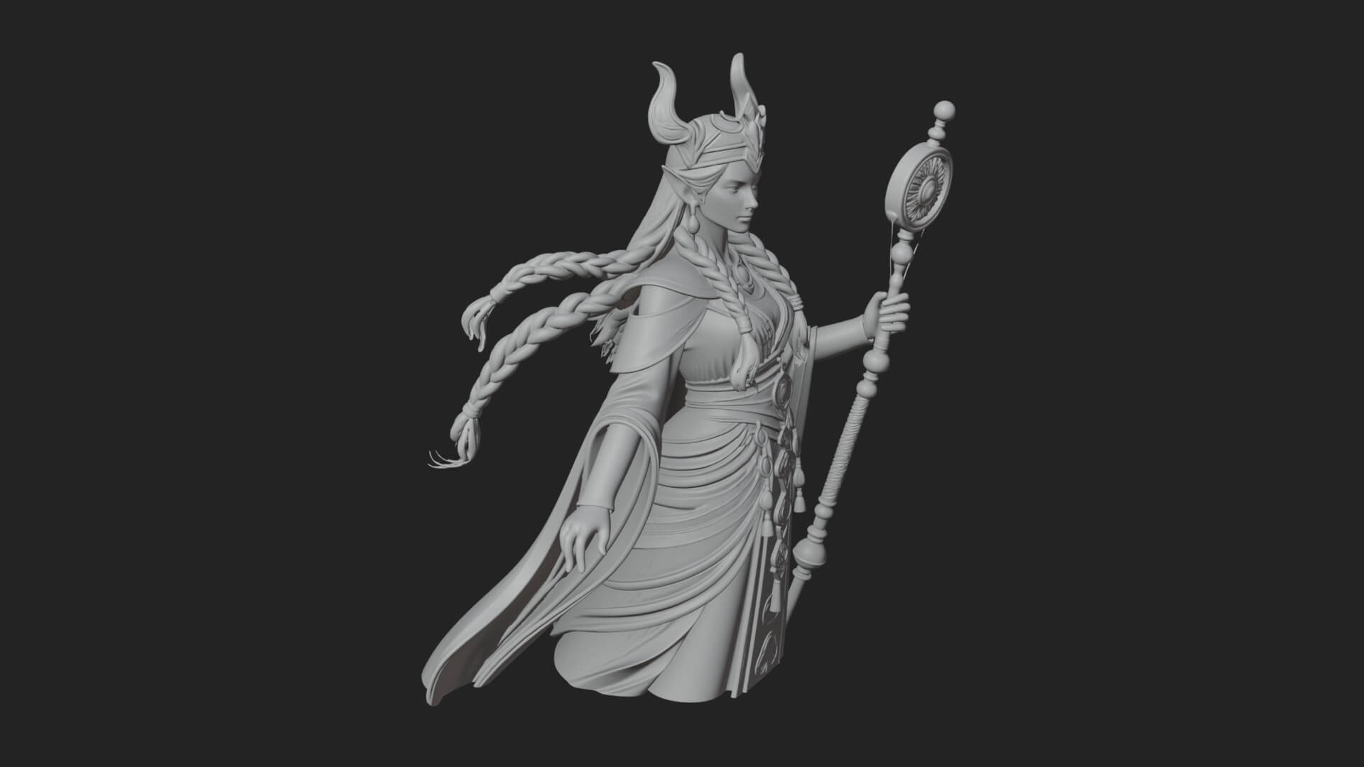 Elven Queen Statue Design 25 3D Print Model 3D Model