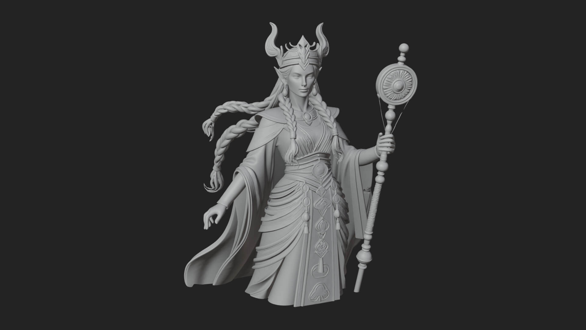 Elven Queen Statue Design 25 3D Print Model 3D Model