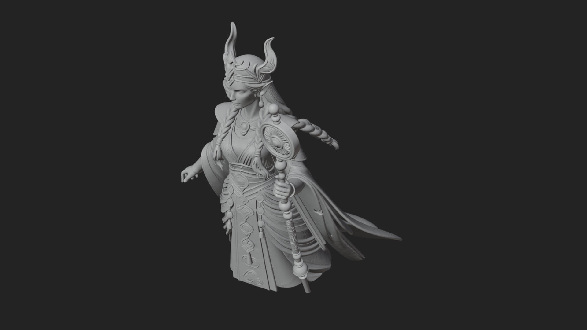 Elven Queen Statue Design 25 3D Print Model 3D Model