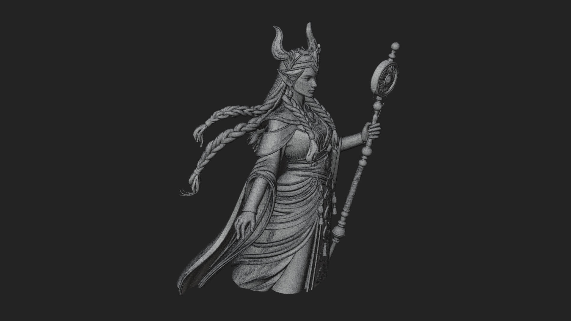 Elven Queen Statue Design 25 3D Print Model 3D Model