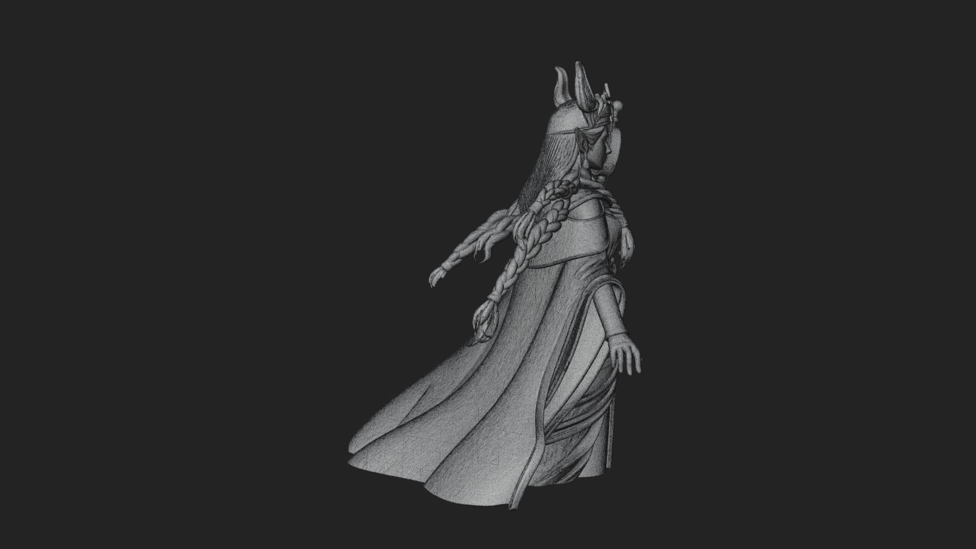 Elven Queen Statue Design 25 3D Print Model 3D Model