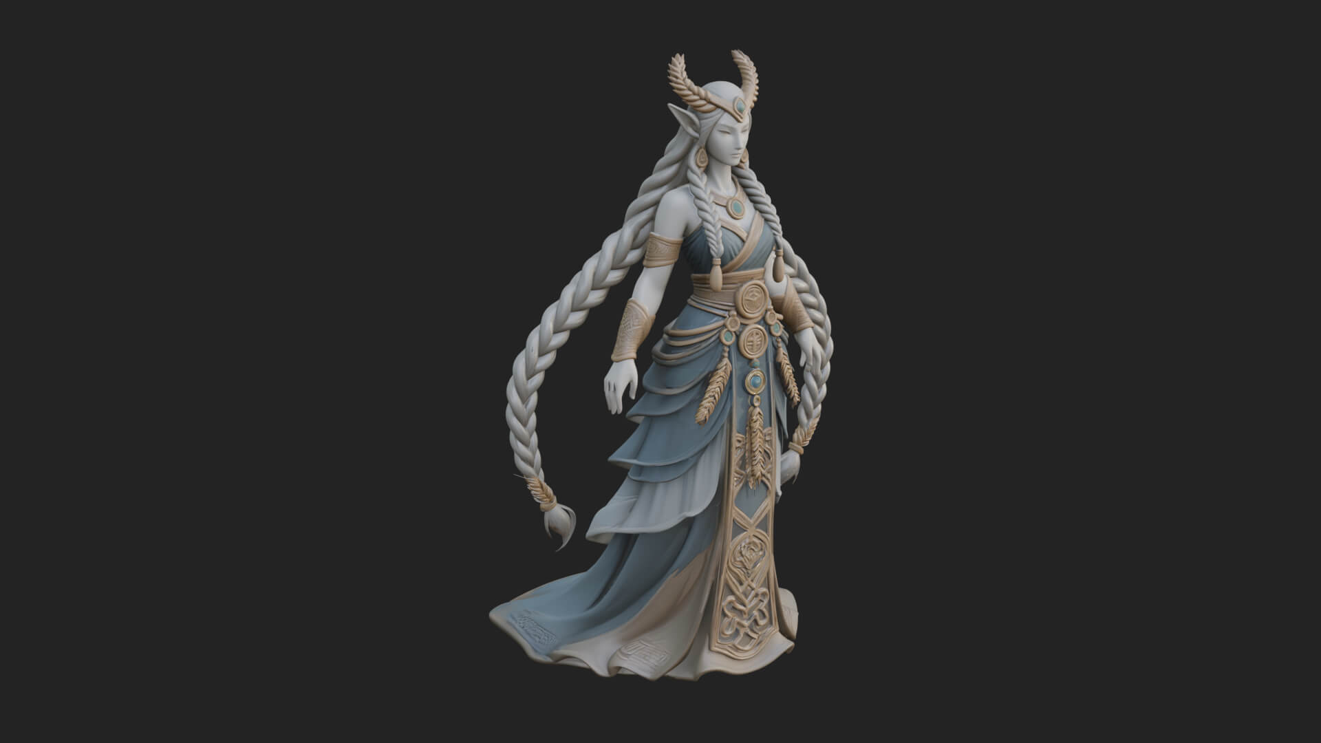 Elven Queen Statue Design 26 3D Print Model 3D Model