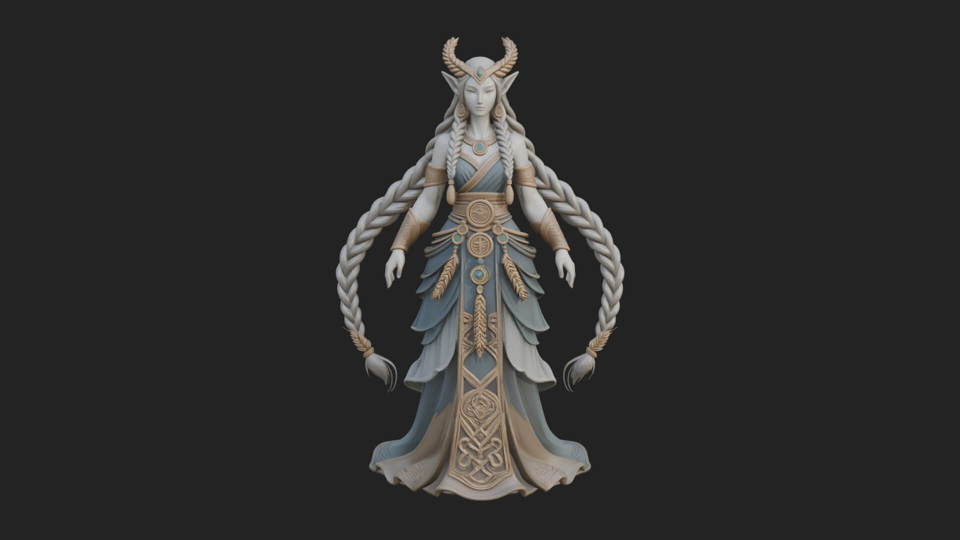 Elven Queen Statue Design 26 3D Print Model 3D Model