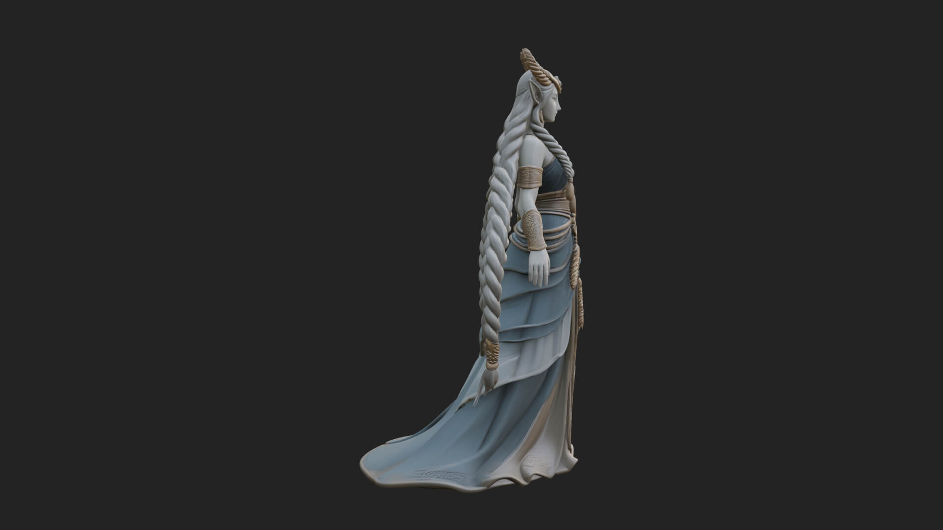 Elven Queen Statue Design 26 3D Print Model 3D Model