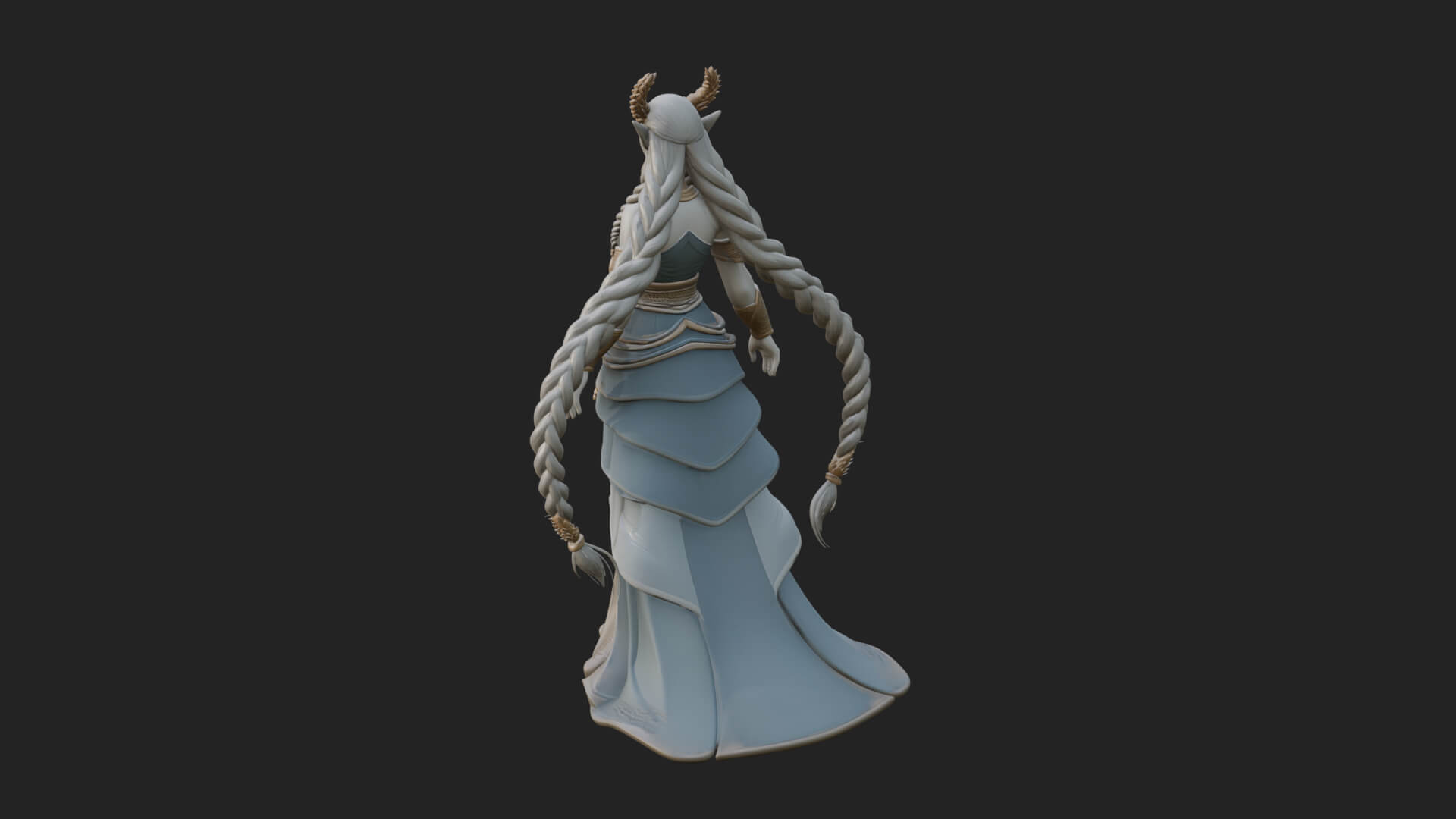 Elven Queen Statue Design 26 3D Print Model 3D Model