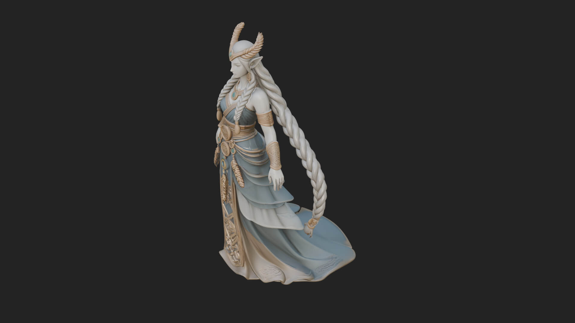 Elven Queen Statue Design 26 3D Print Model 3D Model