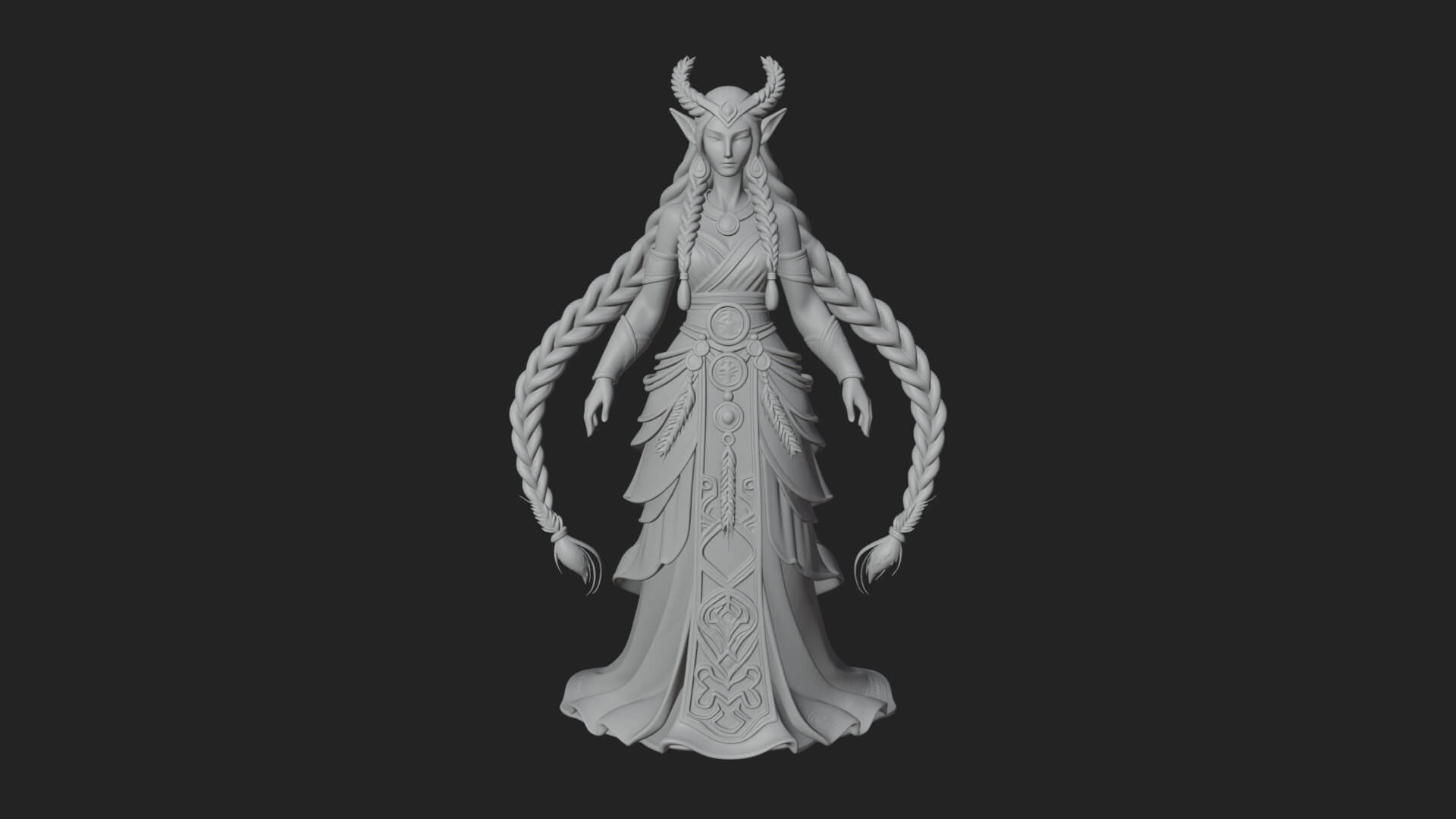 Elven Queen Statue Design 26 3D Print Model 3D Model