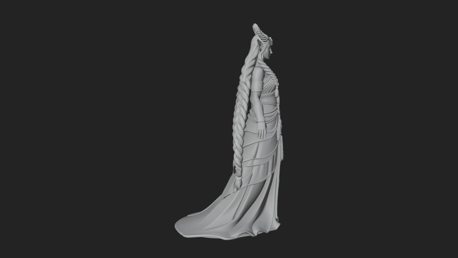 Elven Queen Statue Design 26 3D Print Model 3D Model