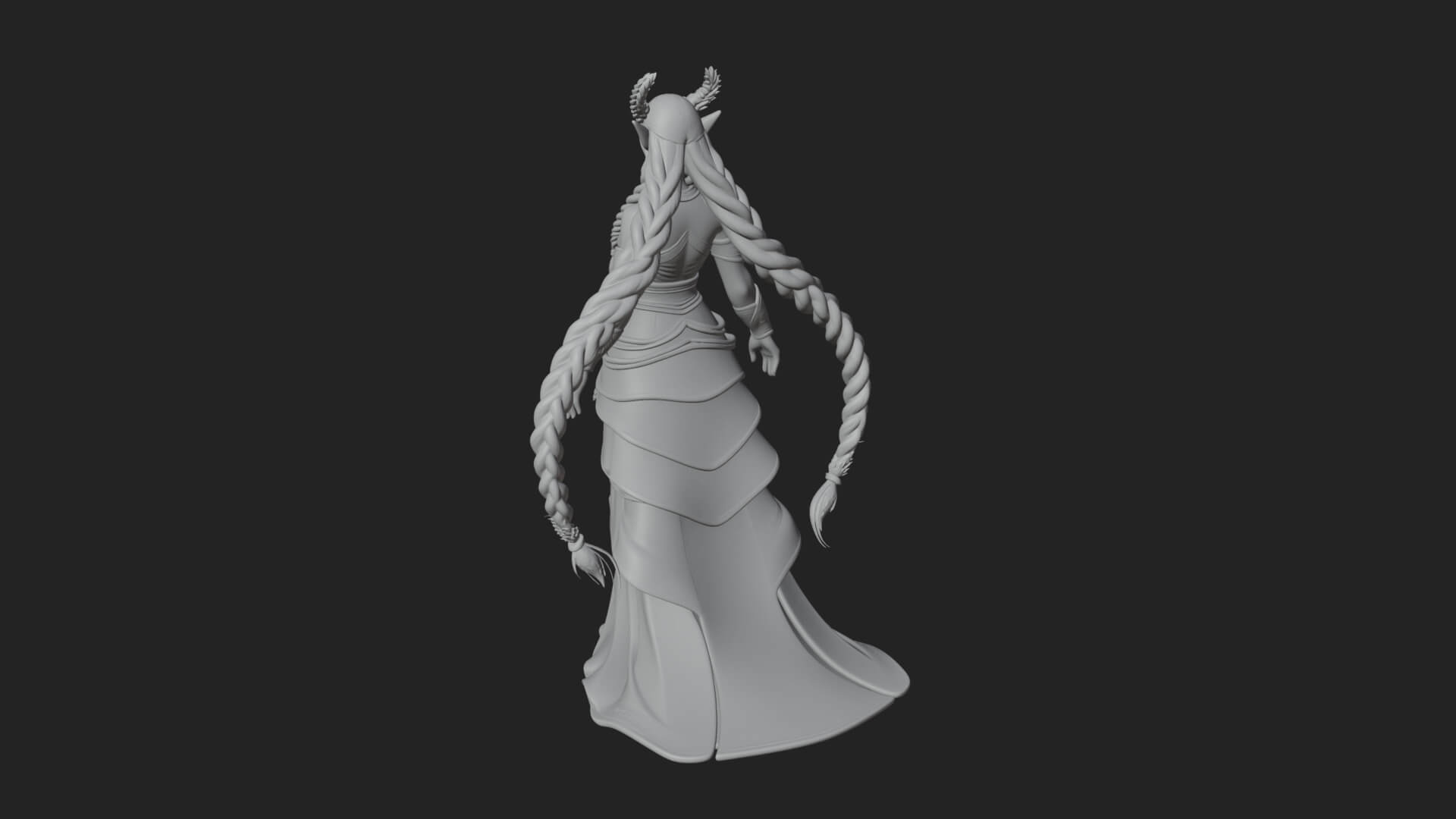Elven Queen Statue Design 26 3D Print Model 3D Model