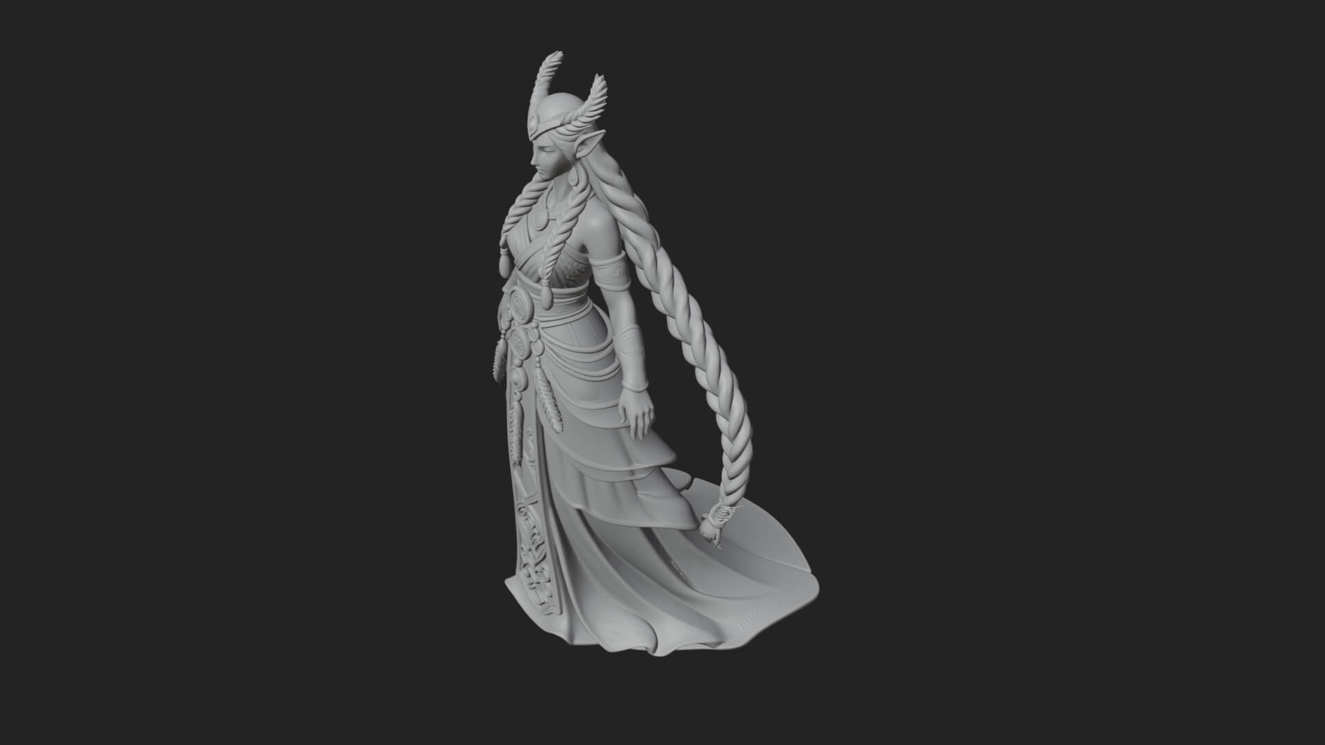 Elven Queen Statue Design 26 3D Print Model 3D Model
