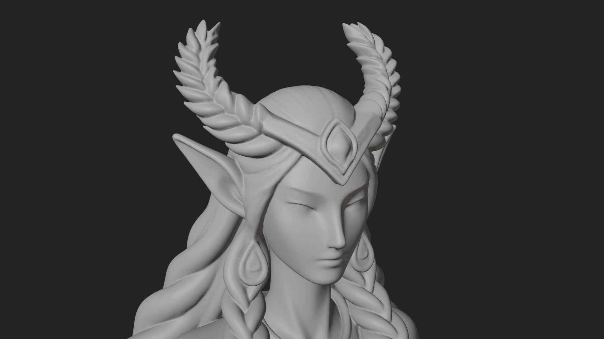 Elven Queen Statue Design 26 3D Print Model 3D Model