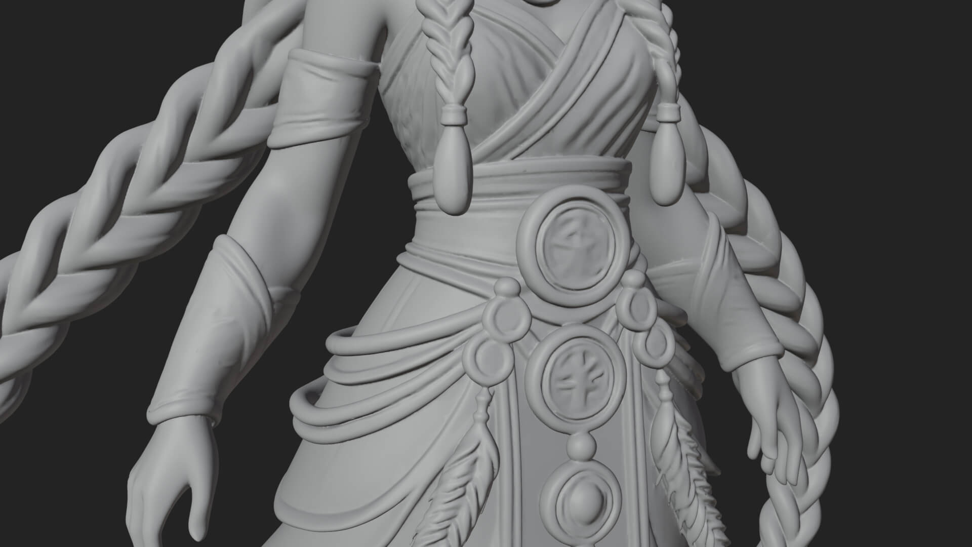 Elven Queen Statue Design 26 3D Print Model 3D Model