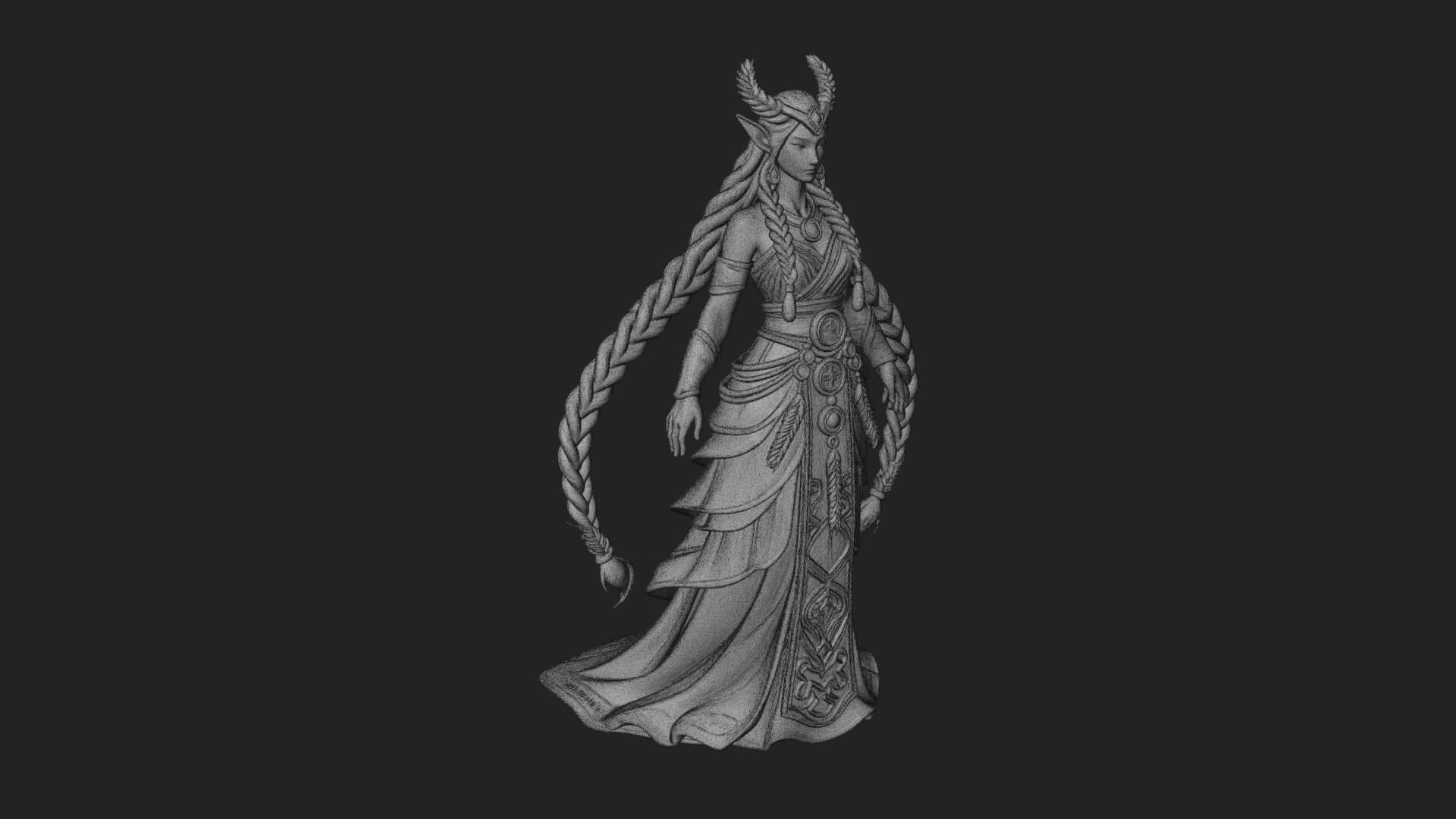 Elven Queen Statue Design 26 3D Print Model 3D Model
