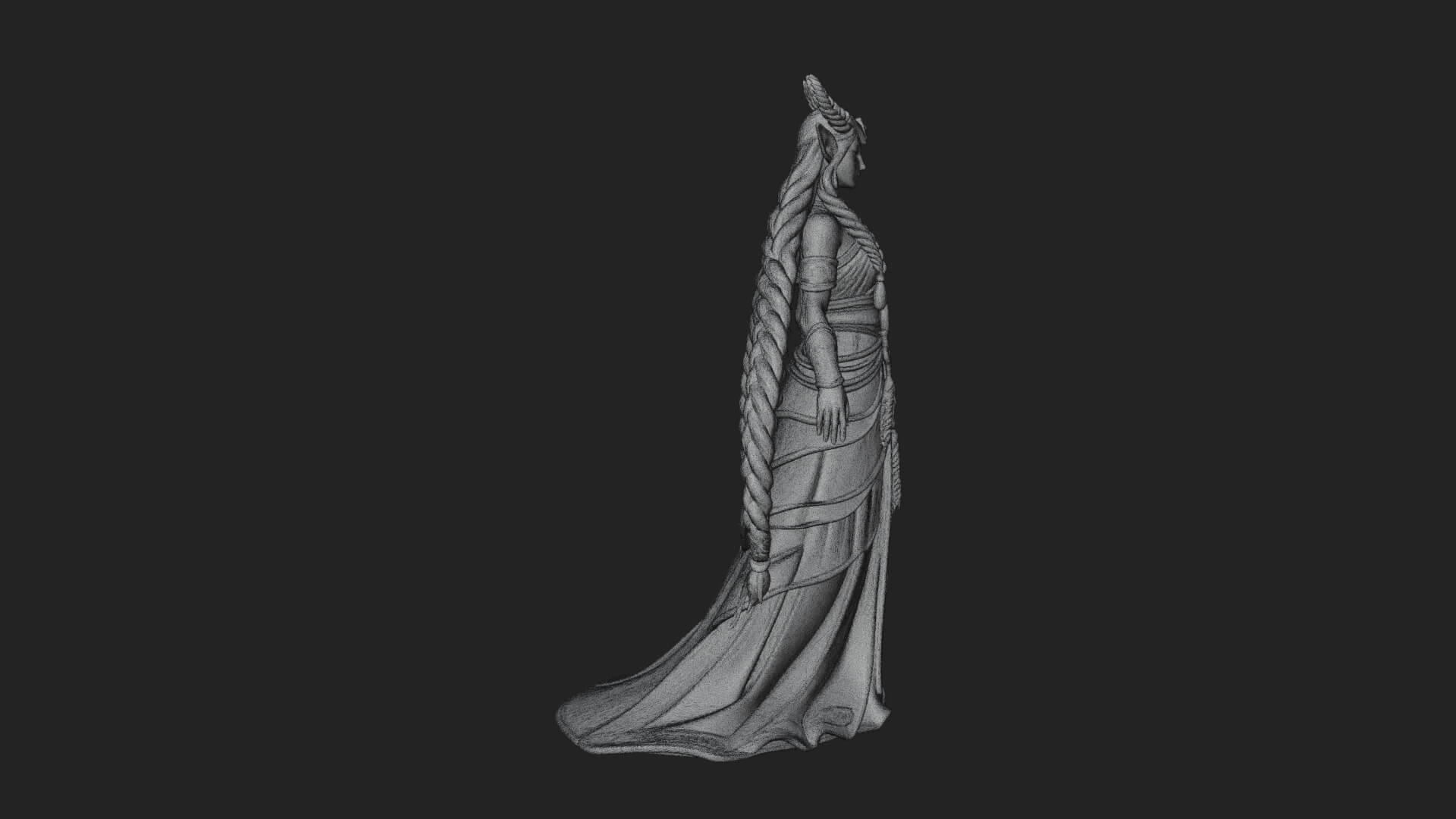 Elven Queen Statue Design 26 3D Print Model 3D Model