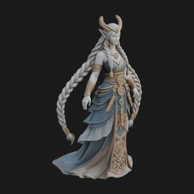 Elven Queen Statue Design 26 3D Print Model
