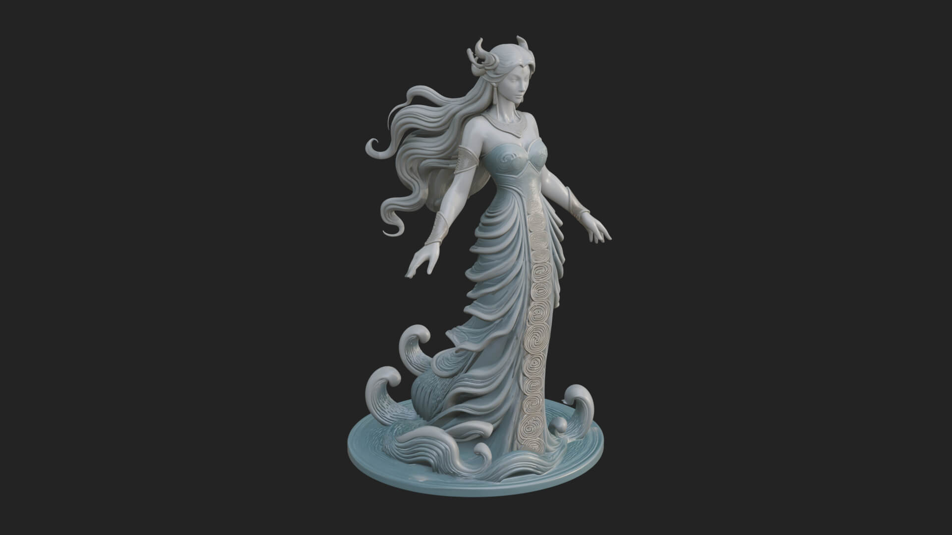 Elven Queen Statue Design 27 3D Print Model 3D Model