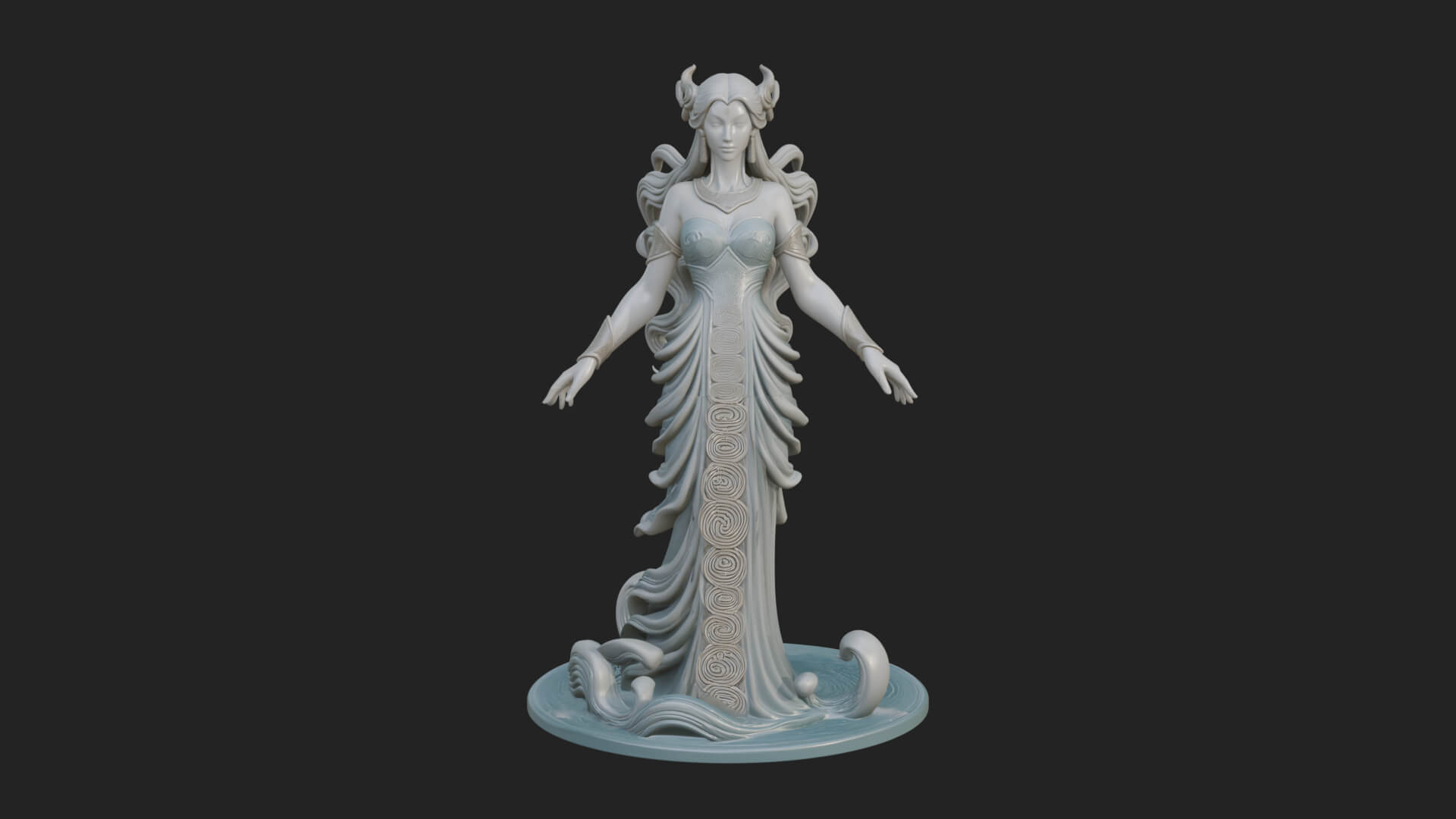 Elven Queen Statue Design 27 3D Print Model 3D Model