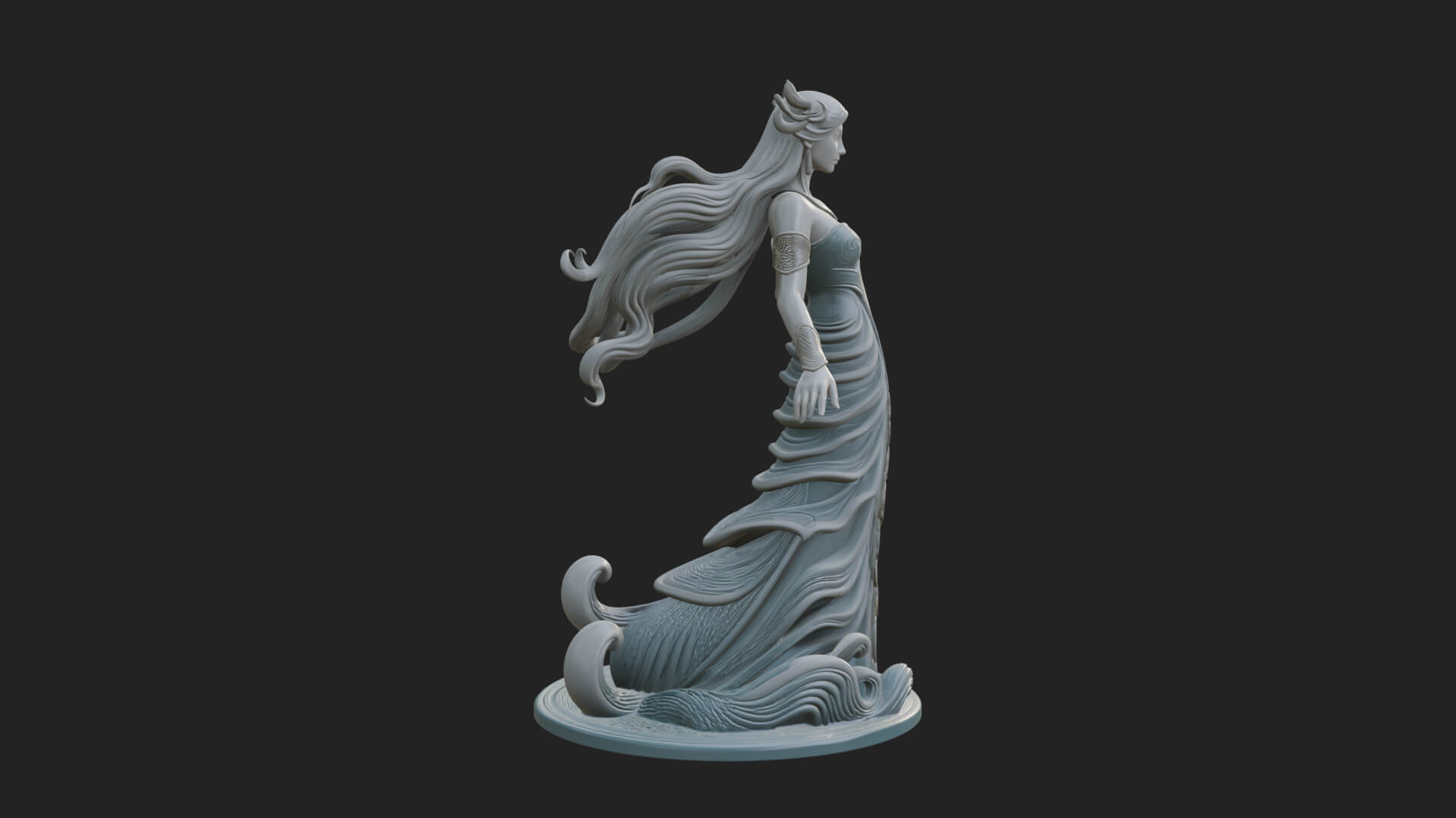 Elven Queen Statue Design 27 3D Print Model 3D Model