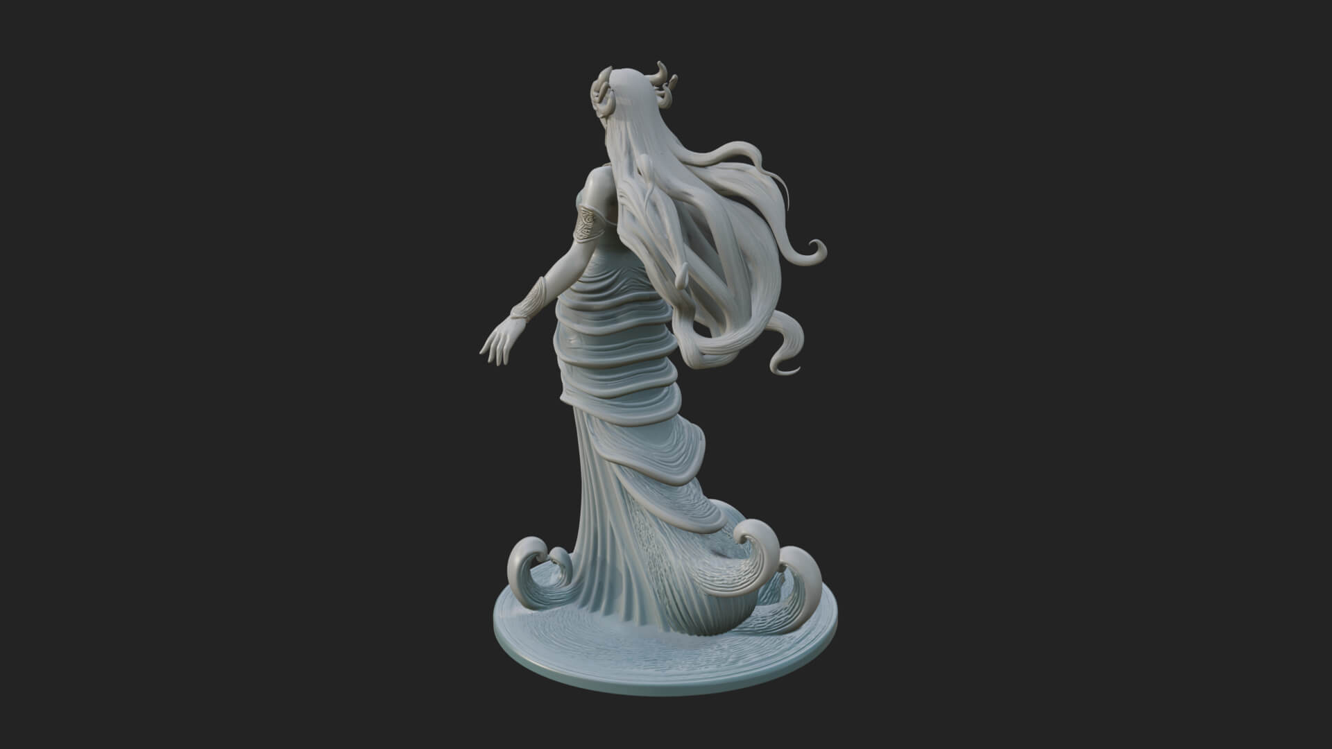Elven Queen Statue Design 27 3D Print Model 3D Model