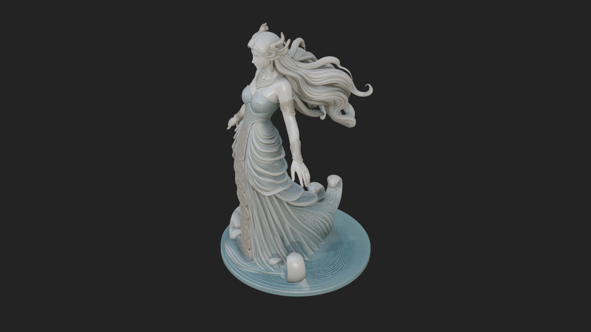 Elven Queen Statue Design 27 3D Print Model 3D Model