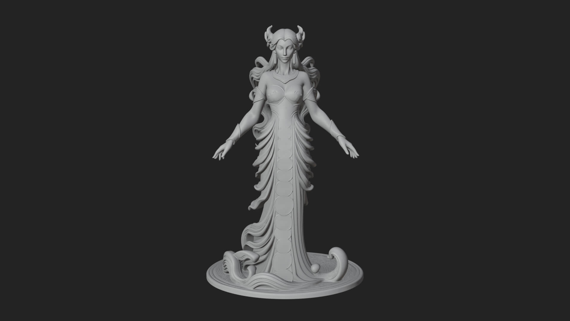 Elven Queen Statue Design 27 3D Print Model 3D Model