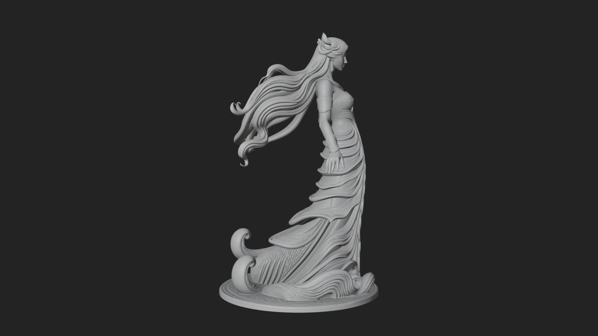 Elven Queen Statue Design 27 3D Print Model 3D Model