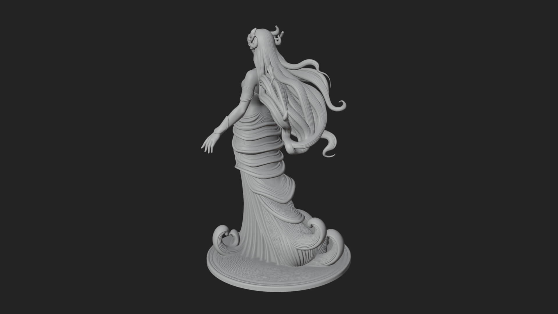 Elven Queen Statue Design 27 3D Print Model 3D Model