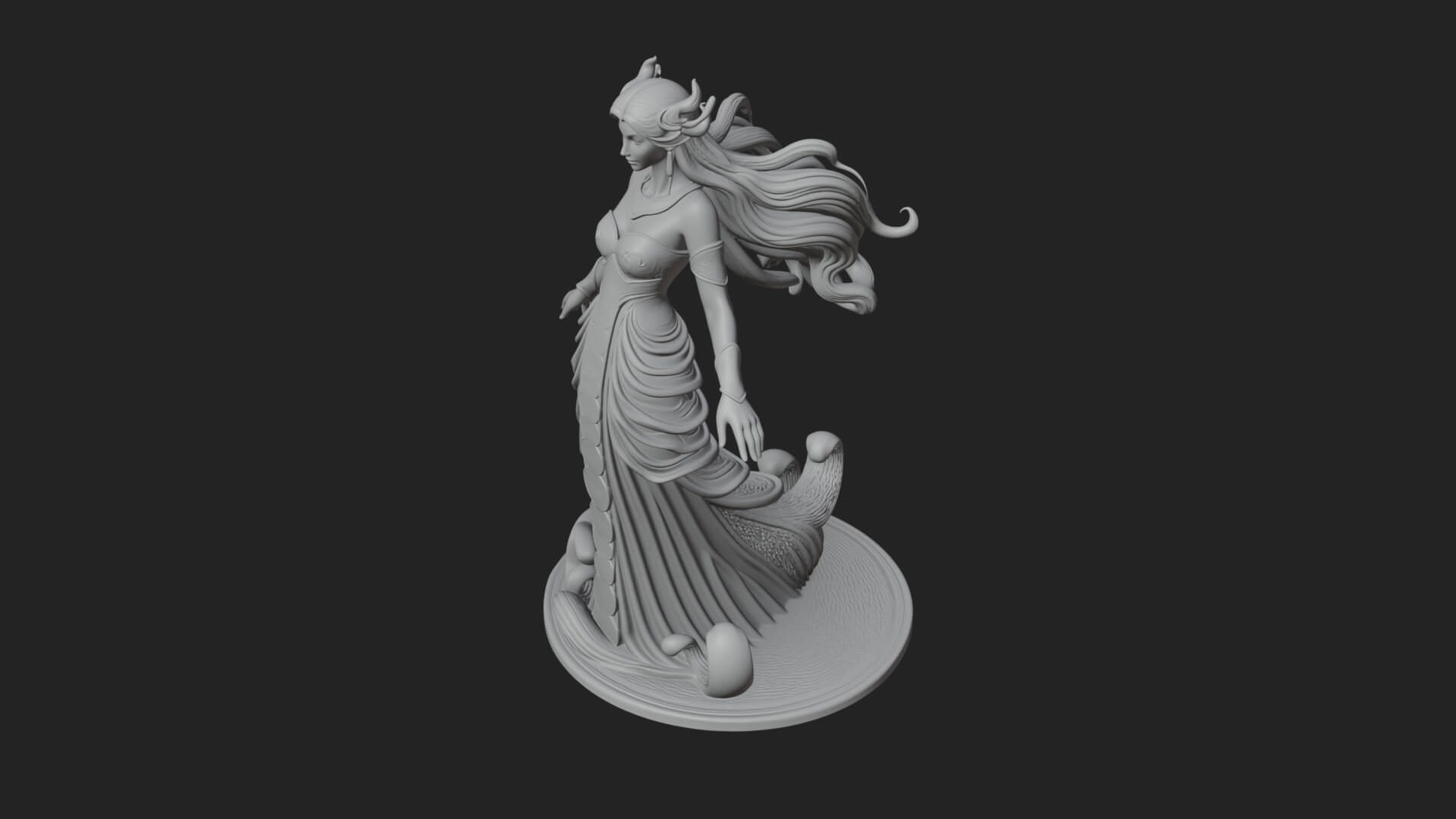 Elven Queen Statue Design 27 3D Print Model 3D Model