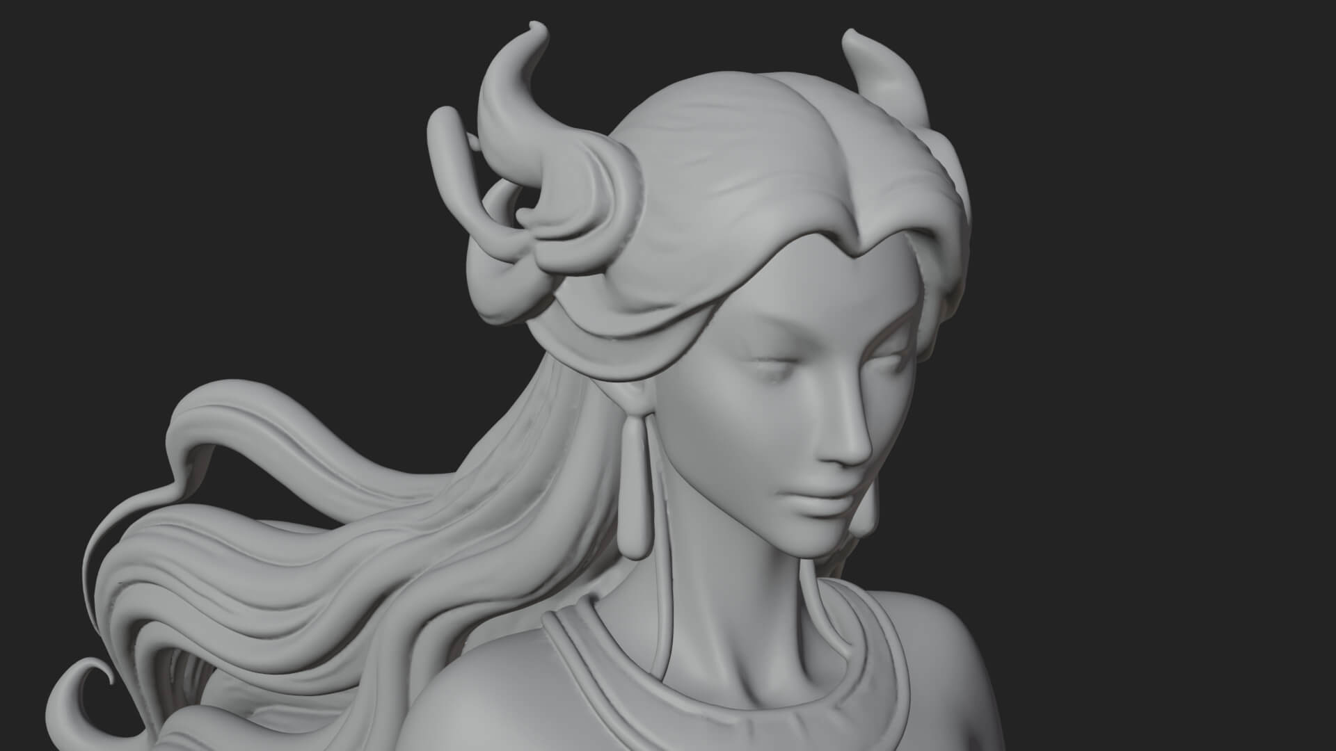 Elven Queen Statue Design 27 3D Print Model 3D Model